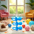 Xinjincang 3Pcs Blue Dog Pacifier Chew Toys, Mini Bite Resistant Bell Shape Rubber Pacifier Pet Dog Puppy Molar Chew