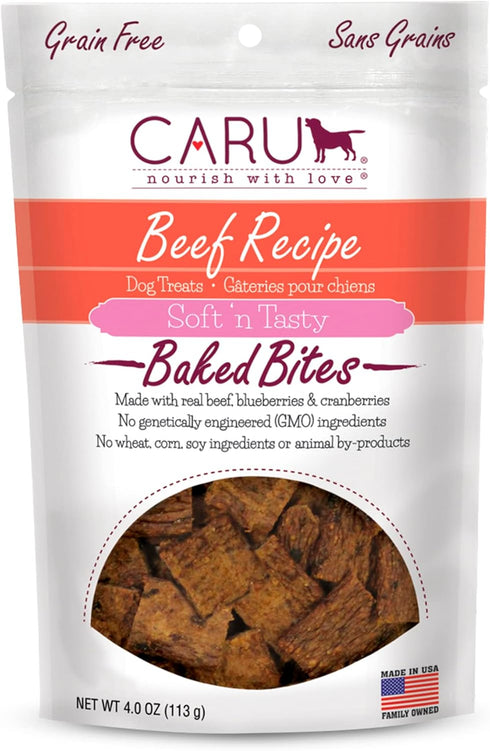 CARU Soft 'n Tasty Baked Bites - Beef Bites Dog Treats, Flavorful Training Treats, 4 oz
