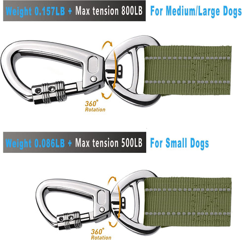 Tactical Dog Leash Heavy Duty - 4-6ft No Pull Bungee for Medium Large Dogs with Comfortable Padded Double Handle, Green