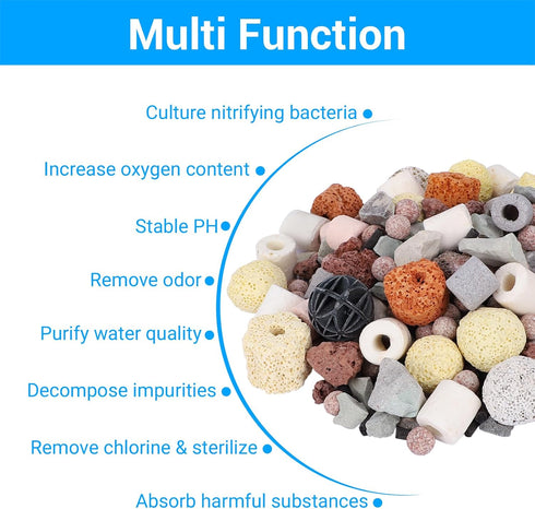 Segarty Filter Media, 12 in 1 Bio Media for Aquarium Sump Filter, Ceramic Rings Activated Carbon Bio Balls for Koi Fish
