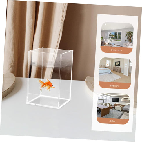 Transparent Betta Tank Aquarium Fish Tank Decor, Glass Hydroponic Fish Tank for Betta Fish