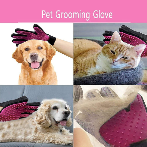 BYETOO Pet Dog Cat Grooming Glove with 261 Tips, Gentle Deshedding Brush Mitt for Long/Short Fur
