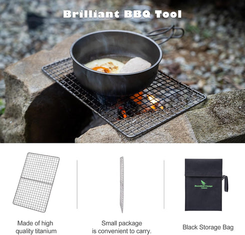 iBasingo Mini Outdoor Titanium Grill Mesh Net, Ultralight Baking Cooling Rack for Camping and Travel