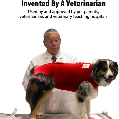Healing Skin Treatment Onesie for Dogs - Medium, Solid Red, Veterinary Dermatology