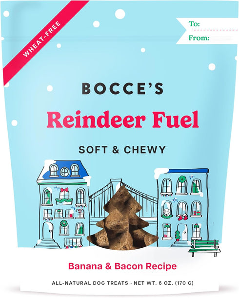 Bocce's Bakery Seasonal Reindeer Fuel Dog Treats, All-Natural, Wheat-Free, Limited-Ingredient, Soft & Chewy, 6 oz