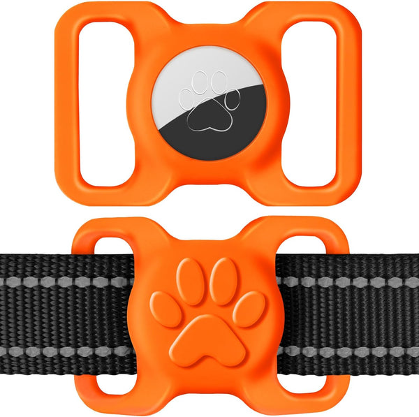 Dynmeow Airtag Dog Collar Holder, Stretchy Silicone for Medium and Large Dogs, Anti-Lost Compatible with 1.2 and 1.5