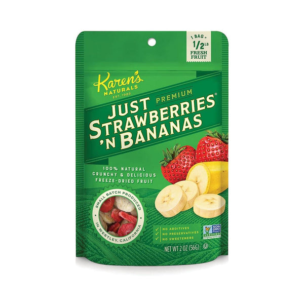 Karens Naturals Freeze Dried Strawberries & Bananas, 2 oz, No Sugar Added,