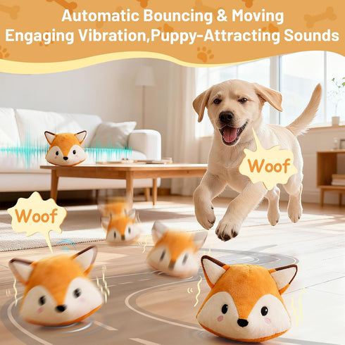 Interactive Fox Puppy Toy for Anxiety & Boredom Relief - Automatic Self-Moving, Bouncing & Vibrating with Sound