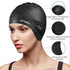 Silicone Swim Cap for Women Men, Durable Non-Slip Waterproof Cap Protects Ears, Long Hair for Adults, Older Kids