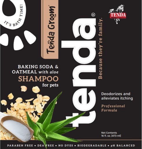 (16oz) Baking Soda & Oatmeal with Aloe Dog Shampoo - Deoderizes and Alleviates Itching - Professional Formula - Tenda
