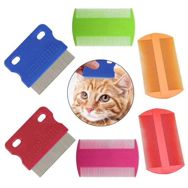 6 Pcs Pet Flea Combs for Dogs and Cats, Hair Removal Massaging Shell Combs in Random Colour