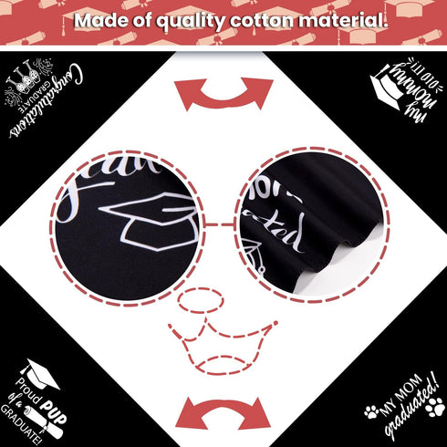 Whaline 2 Pack Graduation Dog Bandana, Reversible Triangle Bibs Adjustable Pet Kerchief Scarf for Everyday Wear