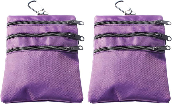 Golf Valuables Pouch - Zipper Golf Ball Bag with 4 Pockets for Storing Balls, Tees, Mobile Phone, Keys, and Cash