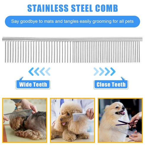 Dog Grooming Brush Shedding Kit - 9PCS Complete Grooming Solution for All Breeds, Promotes Healthy Skin and Coat