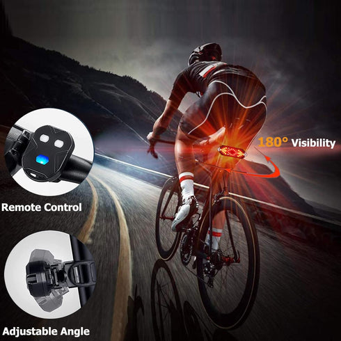 Rechargeable Bike Tail Light with Turn Signals, Bright LED Safety Warning Taillight for Road Mountain Bicycle