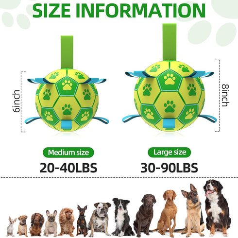 Dog Toys Soccer Ball - Durable Balls with Strap for Medium Small Dogs - Puppy Birthday Gifts and Tug Toy