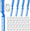 5 Pieces Razor Comb for Dogs, Pet Grooming Trimmer Comb with 25 Extra Blades, Manual Double Edge Razor (Blue)