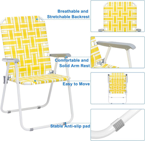 HEPMIMZHU 2 120kg Pcs Folding Portable Beach Chair, High Back Low Seat Lightweight Beach Chairs for Beach Tent Camping