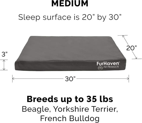 Furhaven Water-Resistant Cooling Gel Dog Bed for Medium/Small Dogs, Removable Washable Cover, Indoor/Outdoor Oxford