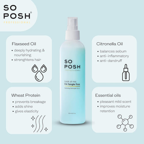 So Posh Look at Me Dog Detangler Spray, Bi-Phase Brushing Spray, 8.4 Oz