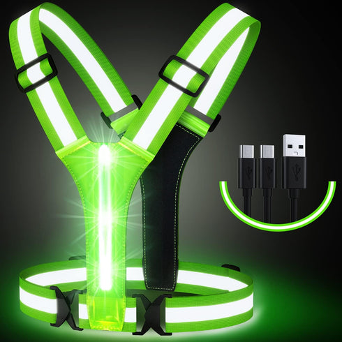Simket LED Light Up Running Vest, High Visibility Reflective Vest for Night Walking and Running