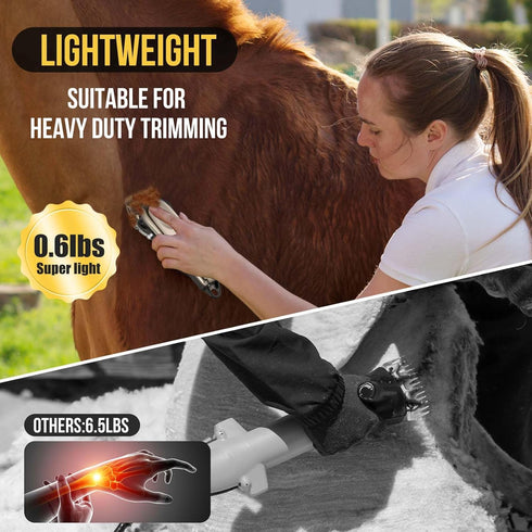 Ciphuoly 4 Horse Clippers Cordless Quiet, Professional Livestock Clippers with Guide Guards, Electric Rechargeable