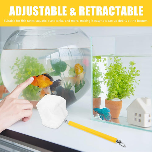 Lurrose Retractable Aquarium Fish Tank Net with Fine Mesh, Telescopic Handle Shrimp Catch Net for Small Fish
