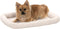 Furhaven Dog Bed for Small Dogs & Indoor Cats, 100% Washable Sherpa Fleece Bolster Crate Pad, Cream, Small