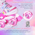 4 Nattork Girls Roller Skates for Kids, Size Adjustable Rainbow Quad Skates with All Light Up Wheels - Best Birthday