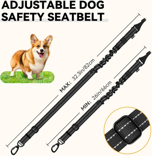 2Pack Car,3-in-1 360 Pawaboo Dog Seatbelt for Dog Car Seat Belt Bungee,Shockproof Dogs Tether for Cars with Buckle&Hook