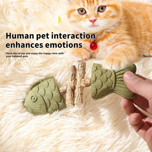 Generic 2026 New Creative Fish Bone Cat Toy,Purrident - Fix Your Cats Dental Health,Cat Chew Toys,Wooden Catnip Teeth