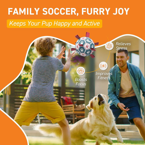 (6 Inch) QDAN Dog Balls, World Cup Soccer Ball with Straps, Durable Herding Balls for Small Medium Pet, Puppy Birthday