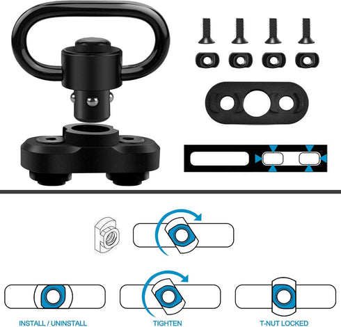 Sling Swivels Mount Set for 1.25 Inch Mloc Attachments, Two Point Traditional Sling