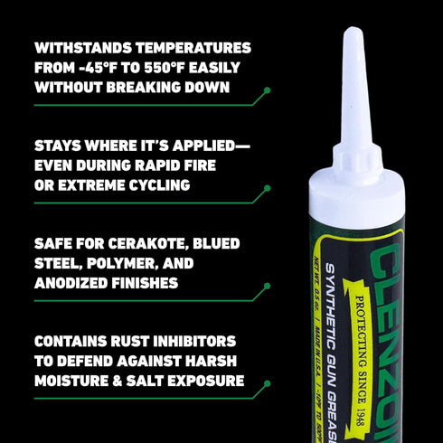 0.5 oz Clenzoil Synthetic Grease Syringe - For All Types of Firearms & Guns - Synthetic Gun Grease - Use in Extreme