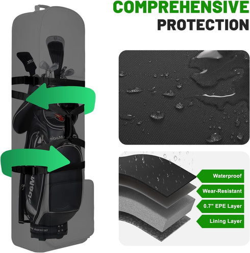Padded Golf Travel Bags with Wheels, Soft Sided Foldable Covers for Airlines, 900D Heavy Duty Oxford Protection