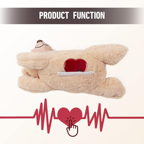 PetPrime Dog Plush Toy, Heart Beat Puppy Plush Bear with Warmer Bag, Soft Anxiety Relief Toy for Dogs