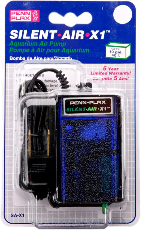 Penn-PLAX Silent-Air X1 Aquarium Air Pump, Ultra Quiet for Fish Tanks Up to 10 Gallons