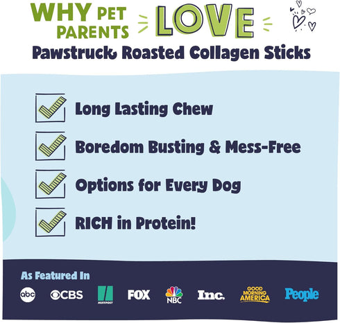 Pawstruck All Natural 5-6" Roasted Collagen Sticks for Dogs - Low Odor, Vet Approved, 10 Pack