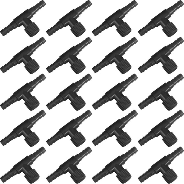 30 Pieces Aquarium Valve Set - 2-Way Fish Tank Air Control Valve T Shape Connector for 4 mm Air Tube
