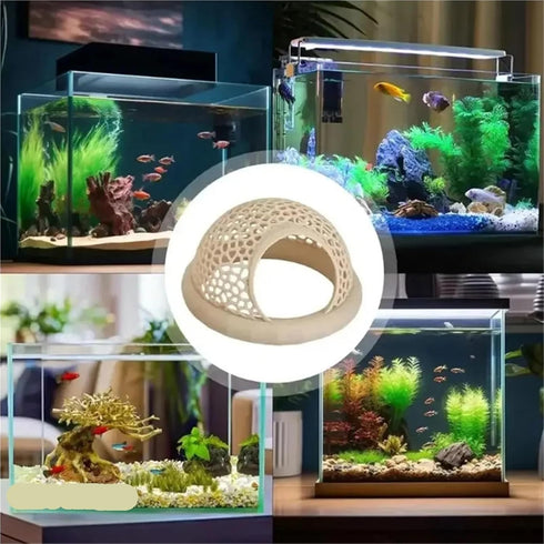 Bingche 6pcs 3-in-1 Hammock Pets(Color1) Floating Cave Fish Shrimp Hideout Shelter Feeding Ring Resting Spot for Betta
