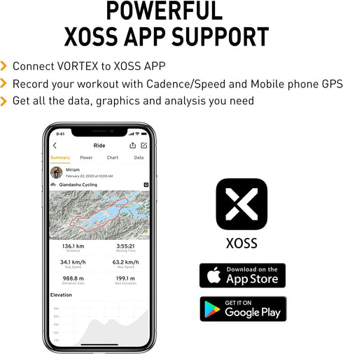 XOSS Vortex Cadence/Speed Sensor ANT+/Bluetooth 4.0, Wireless IPX7 Dual Modes Bike Computer for Road/Spinning/MTB