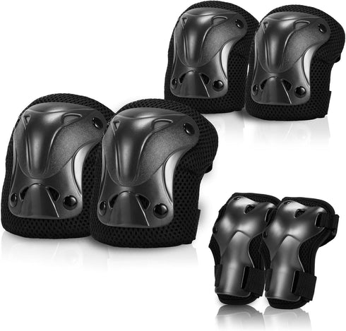 SKT HP Protective Gear Set for Adults: Knee Pads, Elbow Pads & Wrist Guards for Inline Skating, Biking, Skateboarding