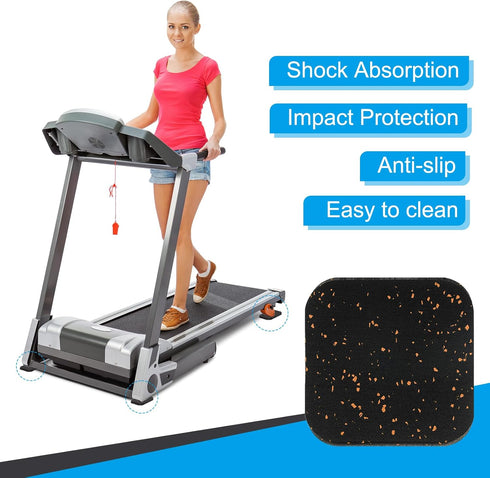 PATIKIL Treadmill Mat, 4 Pcs Noise Reduction Exercise Equipment Mat for Floor Protection, Black/Orange