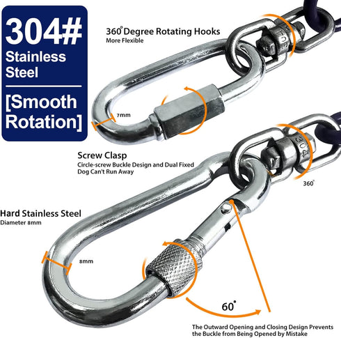 Tie Out Cable for Dogs Up to 300lbs, 100ft 150ft 200ft Extra Strong 1000lbs Break Strength Tether for Yard