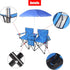 Generic Double Camping Chair with Umbrella, Folding Loveseat Chairs w/Canopy Shade, Carrying Bag, Table, Cup Holder