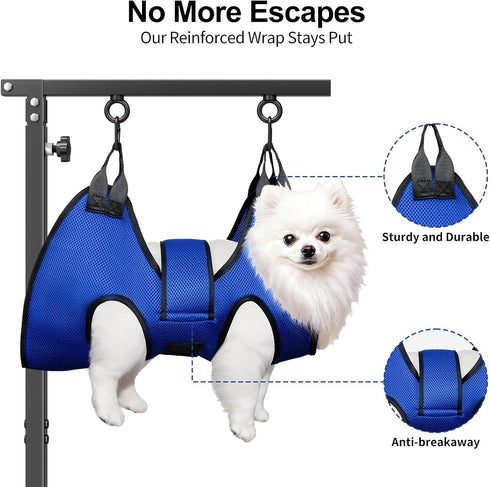 Aetherika 28"-41" Hammock, Foldable Dog Grooming Table Arm Adjustable Clamp Arm with No-Sit Holder for Small Dogs