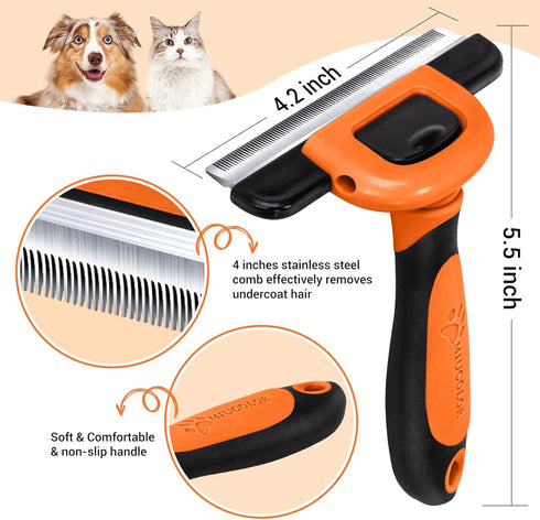 MIU COLOR Pet Grooming Brush - Deshedding Tool for Dogs & Cats, Reduces Shedding by up to 95%, Orange