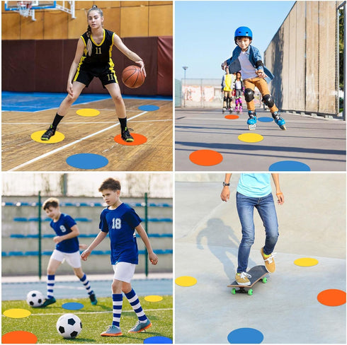 TuXHui 4" 9" 12/18/24 Poly Spots or Flat Cones Spot Markers for Gym/PE Training, Dance, Pcs Non-Slip Rubber Floor Dots