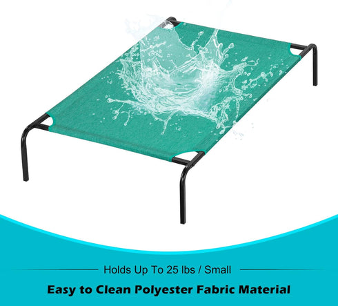 OYEAL Small Dog Cot, Elevated Cooling Pet Bed for Cats & Dogs, Lightweight Indoor Outdoor, Green, 27kg Capacity