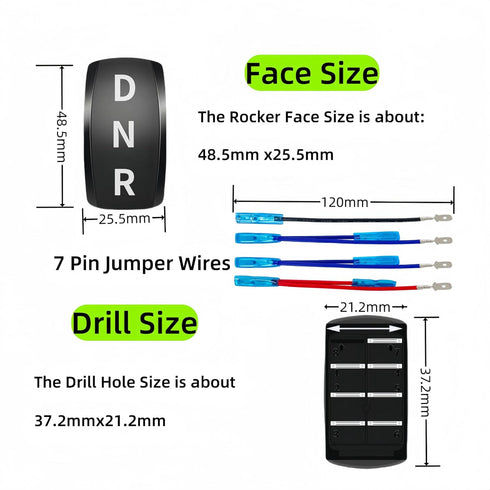 Generic 7Pin 12V-24V 3 D N R Rocker Switch ON-Off-ON Position DPDT Latching Switch, Marine Boat Heavy Duty Toggle